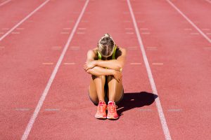 Upset female athlete 